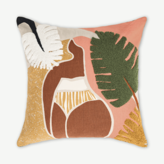 An Image of Zonje Embroidered Cushion, 45 x 45cm, Terracotta