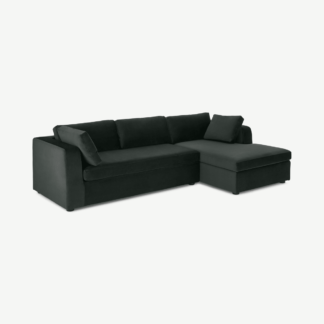 An Image of Mogen Right Hand Facing Chaise End Sofa Bed with Storage, Dark Anthracite Velvet