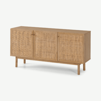 An Image of Pavia Sideboard, Natural Rattan & Oak Effect