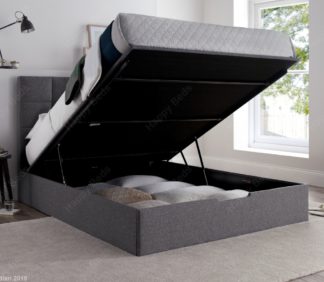 An Image of Whitburn Grey Fabric Ottoman Storage Bed Frame Only - 4ft6 Double