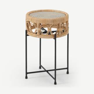An Image of Moreno Side Table, Natural Cane & Glass
