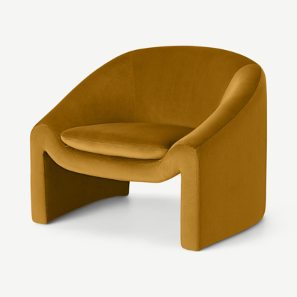 An Image of Shona Accent Armchair, Vintage Ochre Velvet