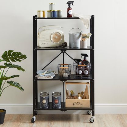 An Image of 4 Tier Folding Shelves Black