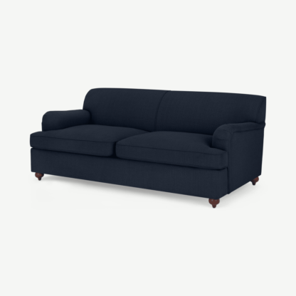 An Image of Orson 3 Seater Sofa Bed, Dark Blue Weave
