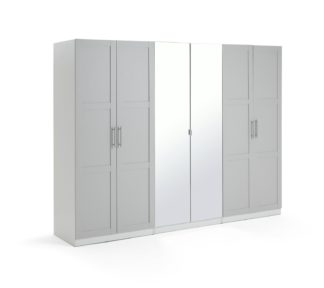 An Image of Habitat Munich 6 Door Mirror Framed Wardrobe - Grey