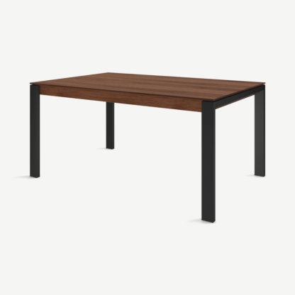 6bc92331ac17ef8b4dc0934b5c0cac8fb0b4a4a6ff2cad469869b04e5ec78f52-1.png An Image of Corinna 6 Seat Dining Table, Walnut & Black