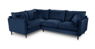 An Image of Habitat Hector Left Corner Velvet Chaise Sofa - Navy