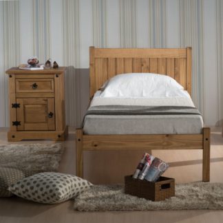 An Image of Solid Pine Wooden Bed Frame 4ft6 Double Rio Waxed