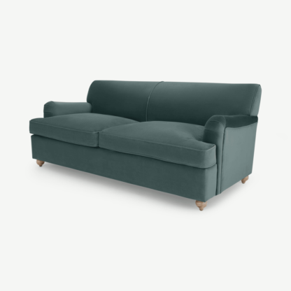 An Image of Orson 3 Seater Sofa Bed, Marine Green Velvet