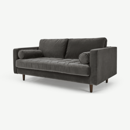 An Image of Scott Large 2 Seater Sofa, Concrete Cotton Velvet