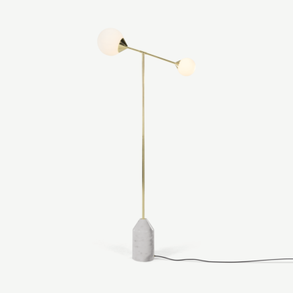 6d1447ff8e90cbf1374dd95375731a980ab82a5f26255d29ab415720305b51c5-1.png An Image of Faye Floor Lamp, Brass and Marble