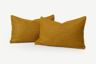 An Image of Adra Set of 2 100% Linen Cushions, 35 x 55cm, Dark Mustard