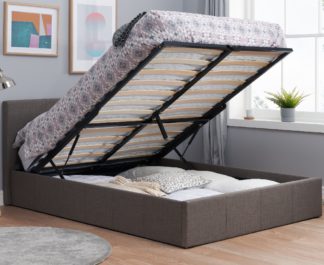An Image of Berlin Grey Fabric Ottoman Storage Bed Frame - 4ft6 Double
