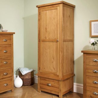 An Image of Woburn Oak Wooden 1 Door 1 Drawer Wardrobe