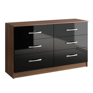 An Image of Lynx Walnut and Black 6 Drawer Chest Black