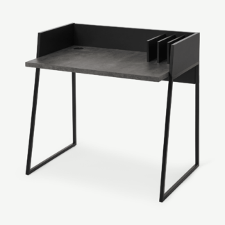 An Image of Arren Desk, Concrete Effect & Black Steel