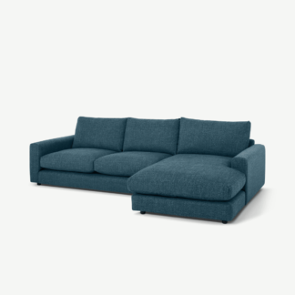 An Image of Arni Right Hand Facing Chaise End Corner Sofa, Aegean Blue Textured Weave
