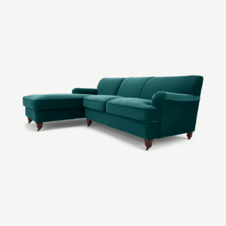 An Image of Orson Left Hand Facing Chaise End Corner Sofa, Seafoam Blue Velvet