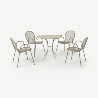 An Image of Emu 4 Seat Round Garden Dining Set, Soft Grey Powder-Coated Steel
