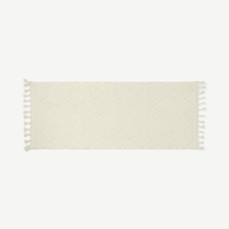 An Image of Kameli Patterned High Pile Berber Style Runner, 80 x 200cm, Off-White