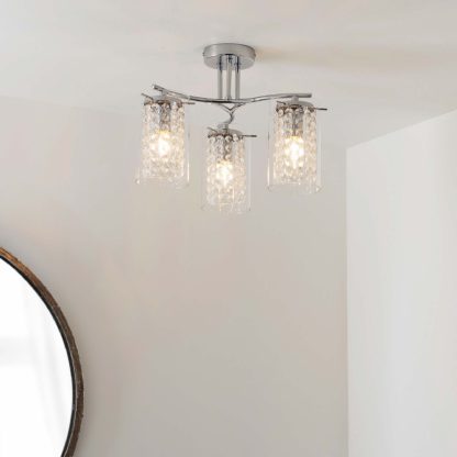 An Image of Vogue Kerr 3 Light Semi Flush Ceiling Fitting Chrome