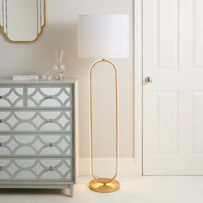 An Image of Hotel Harrogate Integrated LED Floor Lamp Gold