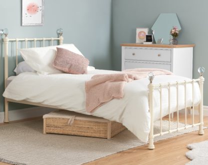 An Image of Jessica Cream Metal Bed Frame - 3ft Single