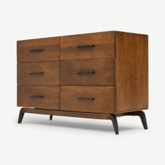 An Image of Lucien Wide Chest of Drawers, Dark Mango Wood
