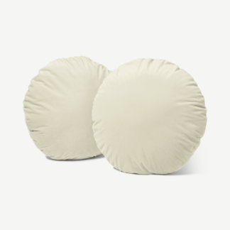 An Image of Julius Set of 2 Round Cushions, 45cm, Pale Taupe