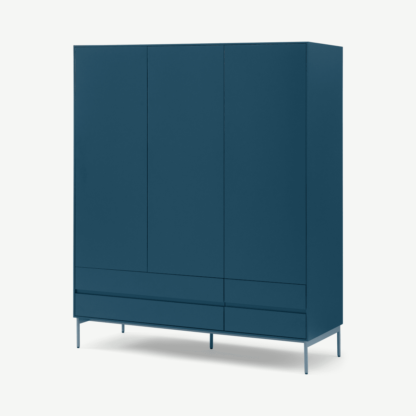 An Image of Donica Triple Wardrobe, Sapphire Blue