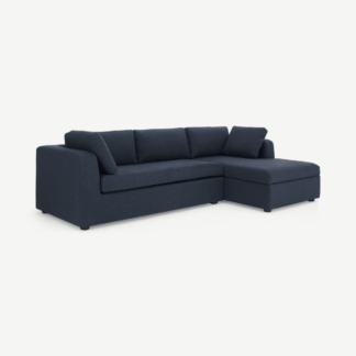 An Image of Mogen Right Hand Facing Chaise End Sofa Bed with Storage, Storm Blue