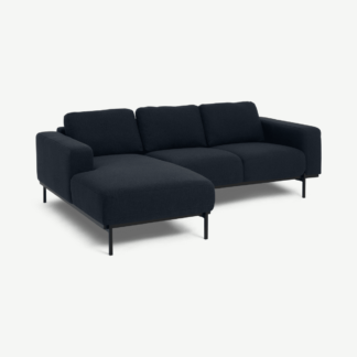 An Image of Jarrod Left Hand Facing Chaise End Corner Sofa, Midnight Blue Weave