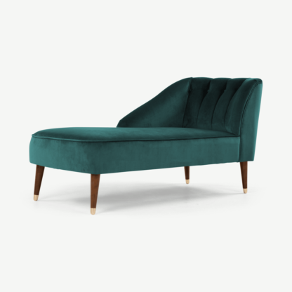 An Image of Margot Left Hand Facing Chaise Longue, Peacock Blue Velvet