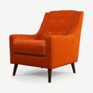 An Image of Content by Terence Conran Tobias, Armchair, Plush Paprika Velvet, Dark Wood Leg