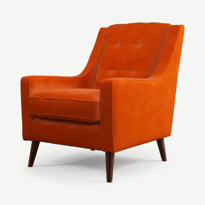 743138ed2d8432e4586a3d1f43af7ce3f9ee19e31e9fa169f89649391f10a616-1.png An Image of Content by Terence Conran Tobias, Armchair, Plush Paprika Velvet, Dark Wood Leg