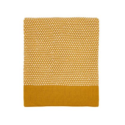 An Image of Helena Springfield Cassia Grove Cinnamon Knit Throw Ochre