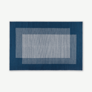 An Image of Caixa Wool Rug, Large 160 x 230cm, Indigo Blue