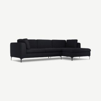 An Image of Monterosso Right Hand Facing Chaise End Sofa, Elite Slate with Black Leg