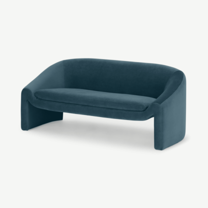 An Image of Shona 2 Seater Sofa, Coastal Blue Velvet