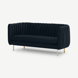 An Image of Helma 2 Seater Sofa, Twilight Blue Velvet