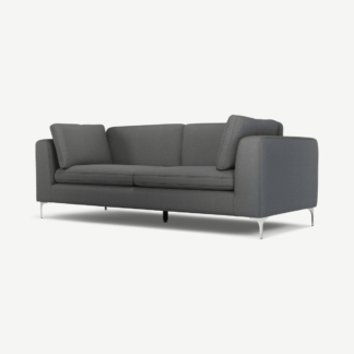 An Image of Monterosso 3 Seater Sofa, Elite Grey with Chrome Leg