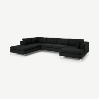 An Image of Monterosso Left Hand Facing Corner Sofa, Midnight Black Weave