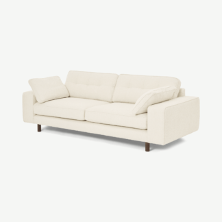 An Image of Content by Terence Conran Tobias 3 Seater Sofa, Ivory White Boucle with Dark Wood Leg