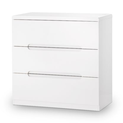75dc1372216388db99c27f5469a1a8f64b8d40ff09e6e3d90ecaee322af76fc4.jpg An Image of Manhattan Gloss White 3 Drawer Chest