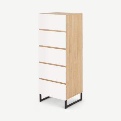 An Image of Hopkins Tallboy, White & Oak Effect