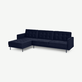An Image of Rosslyn Left Hand Facing Chaise End Click Clack Sofa Bed, Ink Blue Velvet