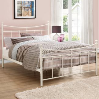 An Image of Emily Cream Metal Bed Frame - 4ft6 Double