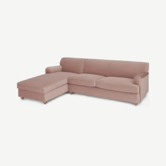 An Image of Orson Left Hand Facing Chaise End Sofa Bed, Vintage Pink Velvet