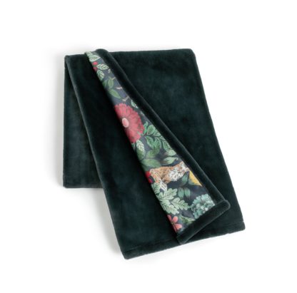 An Image of Habitat Manor House Stag Velvet Floral Throw - Emerald