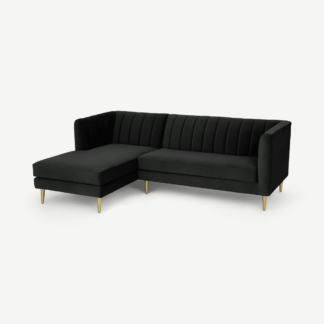 An Image of Amicie Left Hand Facing Chaise End Corner Sofa, Dark Anthracite Velvet